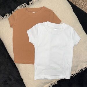 Tones Kids' Tan and White Ribbed T-Shirts